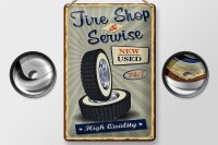 Blechschild Retro 20x30cm Tire Shop Service 24/7 new used