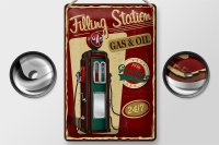 Blechschild Retro 20x30cm Gasoline filling station gas 24/7