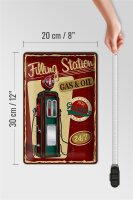 Blechschild Retro 20x30cm Gasoline filling station gas 24/7