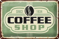 Blechschild Retro 30x20cm Kaffee Coffee Shop since 1934