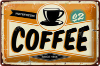 Blechschild Retro 30x20cm Kaffee hot fresh Coffee