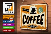 Blechschild Retro 30x20cm Kaffee hot fresh Coffee