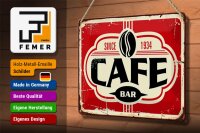 Blechschild Retro 30x20cm Cafe bar Kaffee since 1934