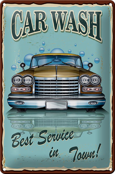 Blechschild Retro 20x30cm Car Wash best service in town