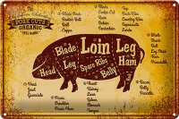 Blechschild Schwein 30x20cm Pork cuts organic Metzgerei