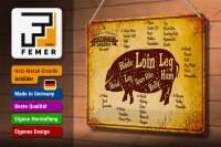 Blechschild Schwein 30x20cm Pork cuts organic Metzgerei