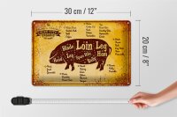 Blechschild Schwein 30x20cm Pork cuts organic Metzgerei