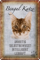 Blechschild Spruch 20x30cm Bengal Katze Schild