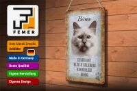 Blechschild Spruch 20x30cm Birma Katze klug Schild