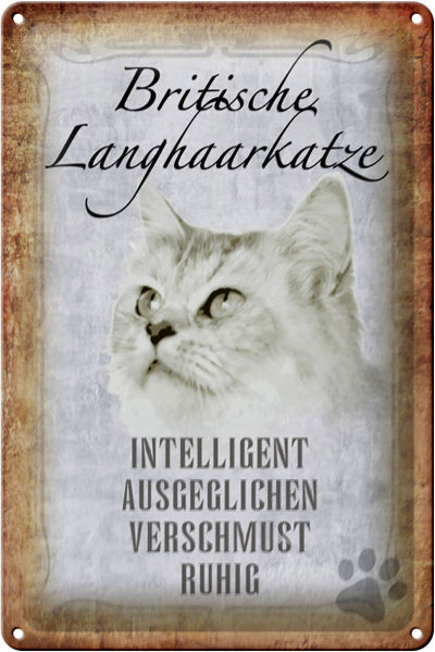 Blechschild Spruch 20x30cm britische Langhaarkatze Schild