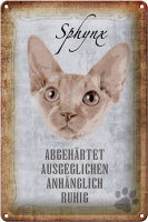 Blechschild Spruch 20x30cm Sphynx Katze Schild deko