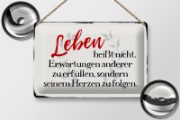 Blechschild Spruch 30x20cm Leben Erwartungen Herz Schild