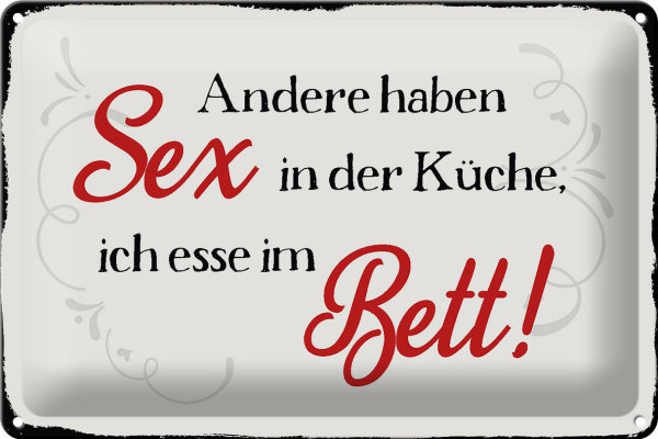 Blechschild Spruch 30x20cm Sex in der Küche Bett Schild
