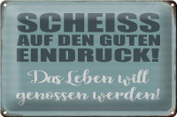 Blechschild Spruch 30x20cm Scheiss guten Eindruck Schild