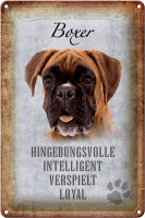 Blechschild Spruch 20x30cm Boxer Hund intelligent Schild