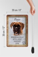 Blechschild Spruch 20x30cm Boxer Hund intelligent Schild