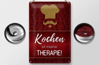 Blechschild Spruch 20x30cm Kochen ist meine Therapie