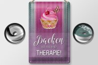 Blechschild Spruch 20x30cm Backen ist meine Therapie