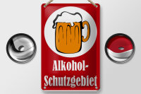 Blechschild Hinweis 12x18cm Alkohol Schutzgebiet (rot)