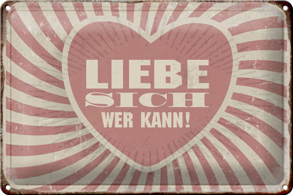 Blechschild Retro 30x20cm liebe sich wer kann Schild