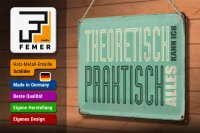 Blechschild Retro 30x20cm theoretisch praktisch kann alles