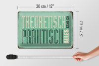 Blechschild Retro 30x20cm theoretisch praktisch kann alles