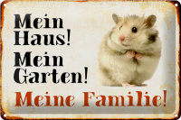 Blechschild Tiere 30x20cm Hamster mein Haus Garten Familie