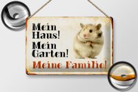 Blechschild Tiere 30x20cm Hamster mein Haus Garten Familie