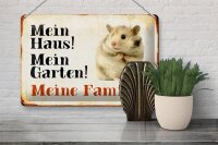 Blechschild Tiere 30x20cm Hamster mein Haus Garten Familie