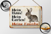 Blechschild Tiere 30x20cm Hase mein Haus Garten Familie