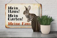 Blechschild Tiere 30x20cm Hase mein Haus Garten Familie