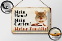 Blechschild Tiere 30x20cm Maus mein Haus Garten Familie