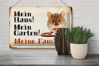 Blechschild Tiere 30x20cm Maus mein Haus Garten Familie