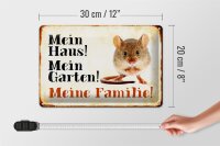Blechschild Tiere 30x20cm Maus mein Haus Garten Familie