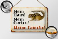 Blechschild Tiere 30x20cm Eichhörnchen mein Haus Garten