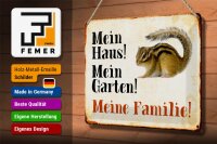 Blechschild Tiere 30x20cm Eichhörnchen mein Haus Garten