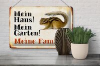 Blechschild Tiere 30x20cm Eichhörnchen mein Haus Garten