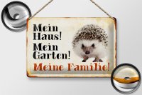 Blechschild Tiere 30x20cm Igel mein Haus Garten Familie