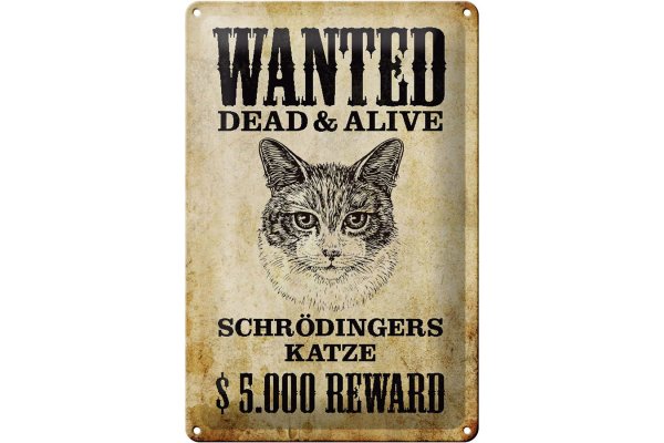 Blechschild Tiere 20x30cm wanted Schrödingers Katze
