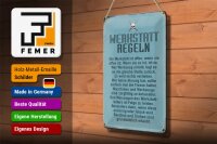 Blechschild Spruch 20x30cm Werkstatt Regeln Werkstatt