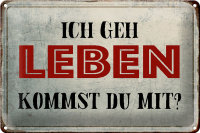 Blechschild Spruch 30x20cm geh leben kommst du mit Retro