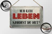 Blechschild Spruch 30x20cm geh leben kommst du mit Retro