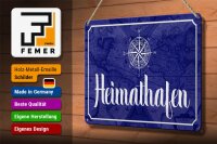 Blechschild Spruch 30x20cm Heimathafen Kompass Anker