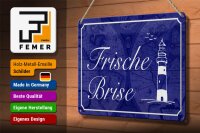 Blechschild Spruch 30x20cm Frische Brise Meer Leuchtturm