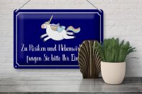 Blechschild Spruch 30x20cm zu Risiken fragen Sie Einhorn