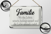 Blechschild Spruch 30x20cm Familie wo Leben Anfang nimmt