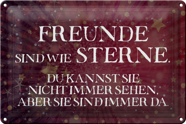 Blechschild Spruch 30x20cm Freunde sind wie Sterne Schild