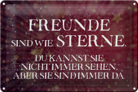 Blechschild Spruch 30x20cm Freunde sind wie Sterne Schild