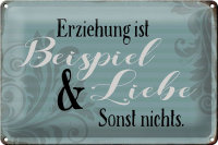 Blechschild Spruch 30x20cm Erziehung ist Beispiel und Liebe