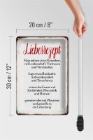 Blechschild Spruch 20x30cm Liebesrezept Retro Schild